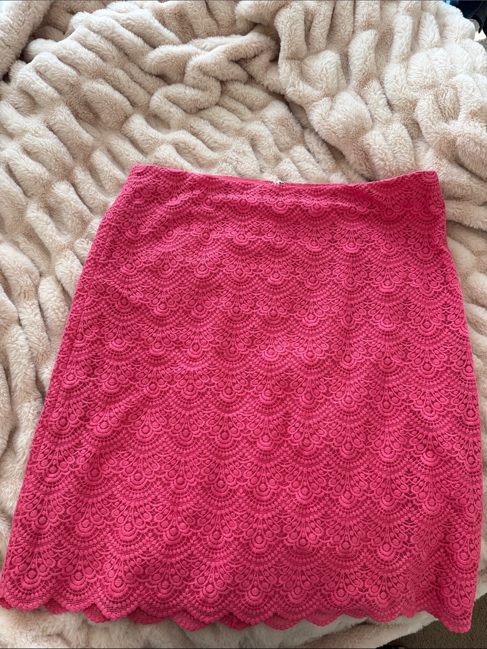 Talbots Hot Pink Lace Pencil Skirt size 12
